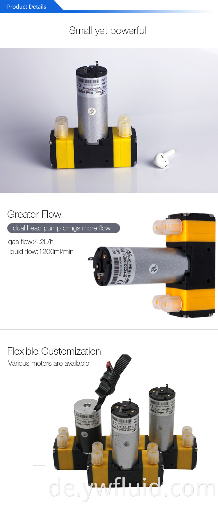 Wasserpumpe Elektrische Doppel-Mini-Sprühgerät 12-V-Membranpumpe sowohl Flüssigkeit als auch Luftverwendung-YW05-B-DC